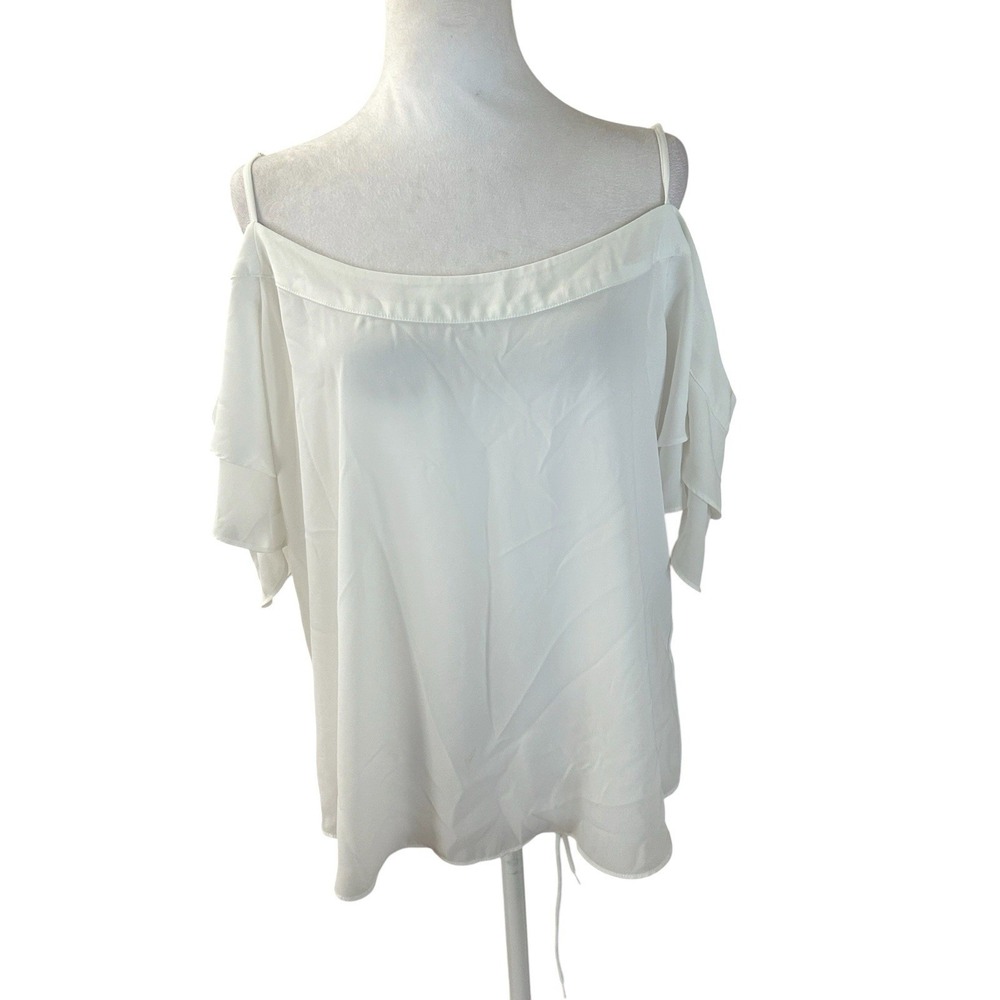 New York & Co Cold Shoulder Blouse White SZ L